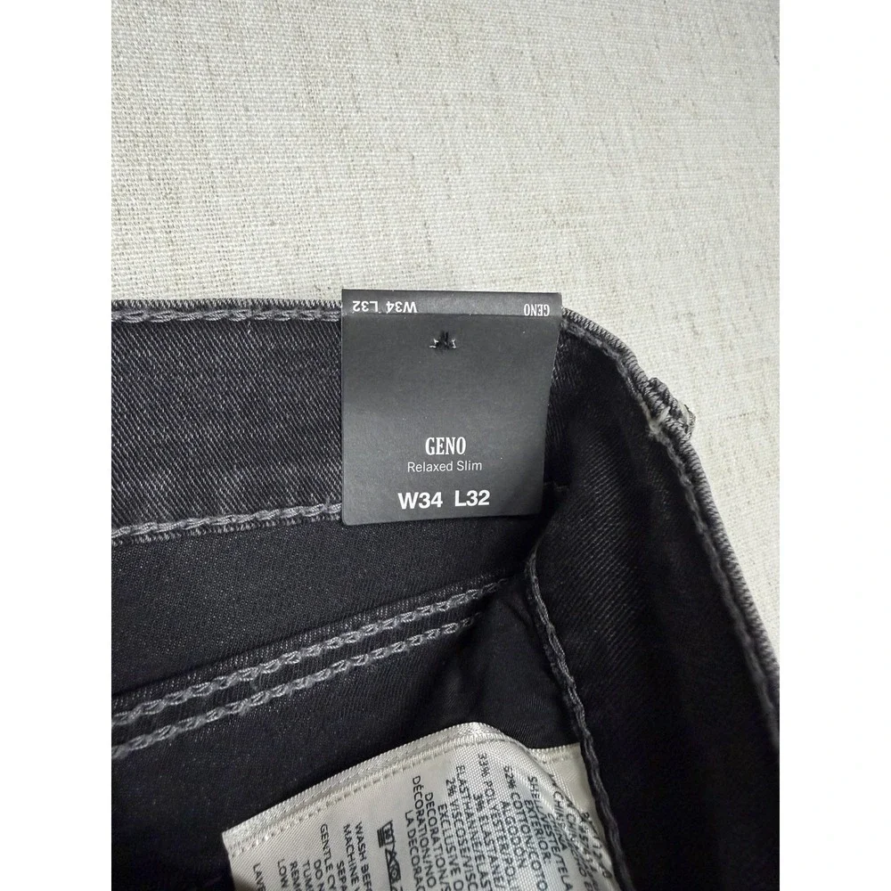 True Religion Geno Slim Jeans Men 34x32 Grey Wash Big T Flap Pocket